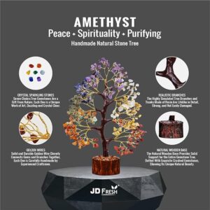 JD FRESH 300 Beads Crystal Tree/7 Chakra Crystal Tree/Showpiece Good Luck and Positive Energy/Showpiece for Living Room/Natural Healing Gemstones Money Tree/Lucky Tree for Good Luck (Multicolor)